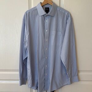 Jos. A. Bank Traveler’s Collection Light Blue and Purple Striped Dress Shirt